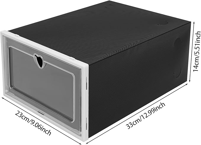 24 Pack Stackable Shoe Boxes with Clear Flip Lids - Foldable Shoe Storage Organizer for Closet Cabinet, Avocado Green/Black Options for Sneakers Flats Home Organization (Black)