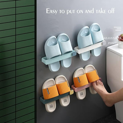 2 PCS Slippers Rack Wall Mounted Hanging Shoe Holder Self Adhesive Shoe Rack Hanging MultiFunction Simple Convenient Wall Bracket Shoe Organiser for Door Cabinet Motorhome Bathroom Kitchen Living Room