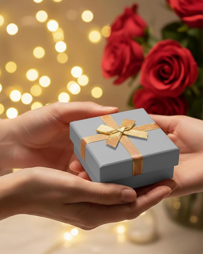 Rocutus Jewelry Gift Boxes for Necklace, Earring, Ring - Cotton Filled Cardboard Paper Jewelry Box Gift Cases for Wedding, 12 Pack Engagement, Gift Packaging, Luxury Jewelry Box, Ring Box (Grey)