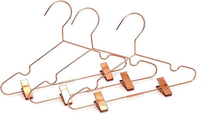 10Pack Koobay 13" Rose Copper Gold Shiny Metal Wire Top Clothes Hangers With Clips for Shirts Coat Storage & Display