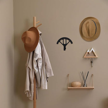 Wall mounted wooden cowboy hat rack, adjustable western cowboy hat rack, used for wide brimmed hats, hat storage, black, for closet entrances, bedrooms, offices