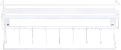 JackCubeDesign White Metal Necklace Jewelry Organizer Wall Mount Jewelry Holder Shelf Mounted Hanging Storage Hooks for Necklace, Earrings, Sunglasses, and Aesthetic Room Decor – MK238B