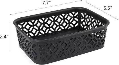 ZEAYEA 9 Pack Small Plastic Storage Basket, Classroom Organizer Baskets for Shelves Desk Drawer, Pantry Woven Basket Bins for Bedroom Closet Office School, 7.7" L x 5.5" W x 2.4" H