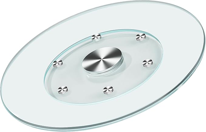 20" Large Lazy Susan for Dining Table Kitchen Glass Turntable with Aluminum Alloy Bearing, Smooth Swivel