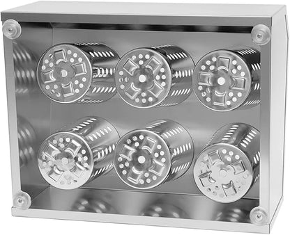 Commercial Utensil Holder, Commercial 6-Hole Stainless Steel Cylinder Flatware Silverware Utensil Holder Compact Cutlery Organizer Countertop Silverware Organizer for Restaurant (6-Hole)