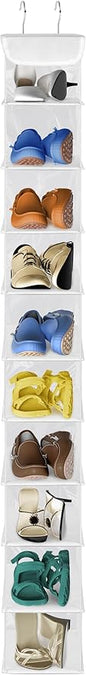 Libeder Hanging Shoe Organizer,10-Shelf Hanging Closet Organizers and Storage Shoes Organizer Shelves Hanging Shoe Rack Holder with 6 Mesh Side Pockets