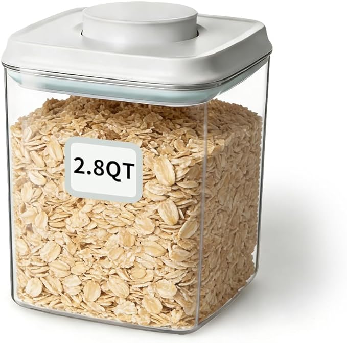 Airtight Food Storage Container with One-Touch Lid, 2.8 QT / 2.65 L Stackable BPA-Free PET for Coffee, Sugar, Spices & Pantry Organization.