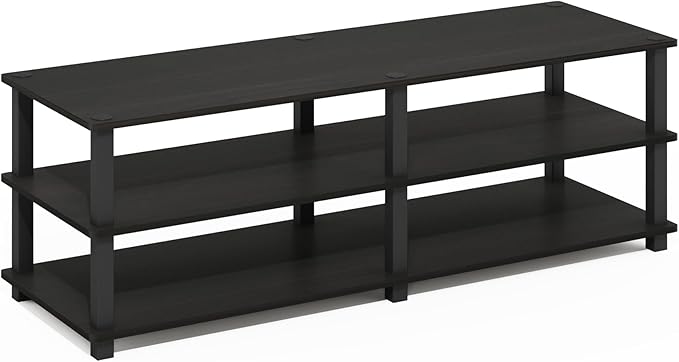 Furinno TURN-S-TUBE Shoe Rack, 3-Tier Wide Shoe Organizer, Open Shelf Rectangular Shoe Storage Rack, 11.6 x 47.2 x 15.4, Toolless Assembly, for Closet Entryway, Office, Garage, Espresso