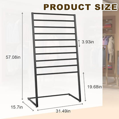 Hijab Organizer, 10 Tier Metal Scarf Holder Organizer, Freestanding Scarf Shawl Display Stand Belt Holder for Boutique, Retail Store, Bedroom, Clothing Store(Black,57" X 31.5" X 15.75")