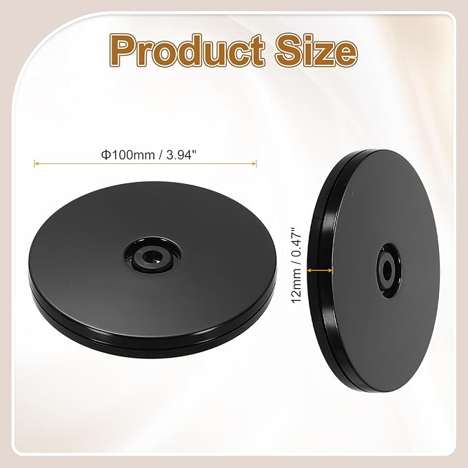 uxcell 1Pack Acrylic Lazy Susan Turntable, 4" Spinner Lazy Susan Turntable Organizer, Acrylic Ball Bearing Rotating Tray for Pantry Spice Rack Decorating, Black