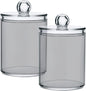 Grey Qtip Dispenser Apothecary Jars Bathroom Qtip Holder Storage Canister 10 Oz Plastic Jar for Cotton Ball Swab Round Pads Floss 2pcs