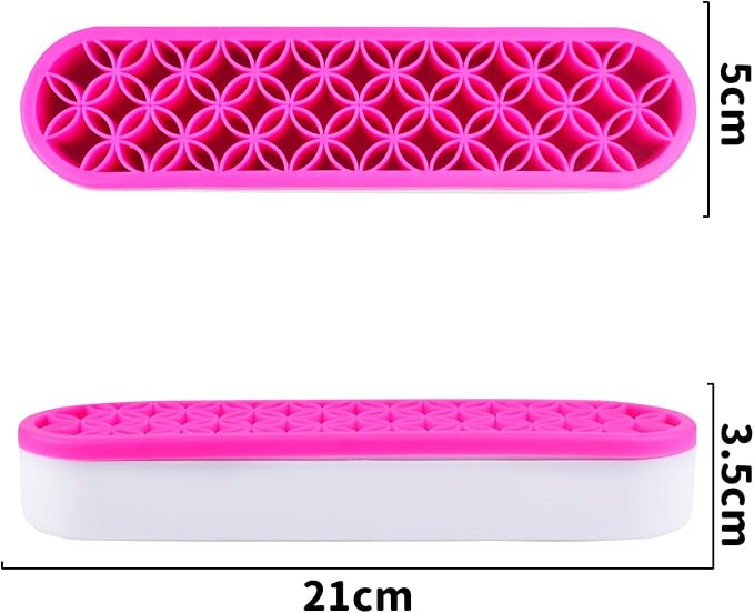 2 PCS Multi-Purpose Cosmetic Storage Box, Desktop Organizers Silicone Make Up Brush Storage Stand Desktop Storage Box for Brush,Pencil,Art Supplies (Rose Pink)