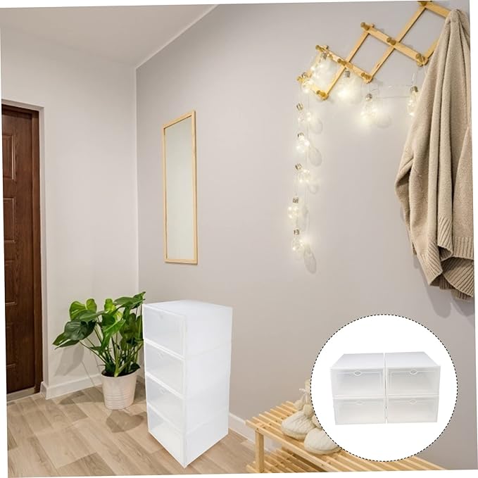 4pcs Thickened Plastic for Men Stackable and Storage for Home Organization for Shoes and Sundries