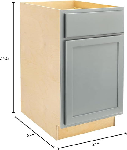 Quicklock RTA (Ready-to-Assemble) | Base Kitchen Cabinets - Shaker Style | Made in America (Magnetic Gray, 21" Wx34.5 Hx24 D Base)