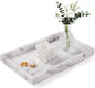 Bathroom Tray for Countertop, Marble Perfume Tray for Dresser Organizer, Marble Tray for Bathroom Counter & Home Decor, Natural Decorative Stone Vanity Trays, 12" x 8", Starry White