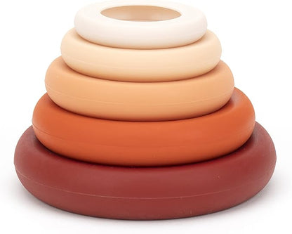 Food Huggers 5pc Reusable Silicone Food Savers | BPA Free | Plastic Free Food Storage | Dishwasher Safe | Fruit & Vegetable Produce Storage for Onion, Tomato, Lemon, Banana & Cans | Round, Terracotta