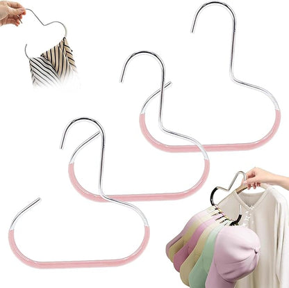 Durable Steel Hangers: Maximize Closet Space with Versatile Storage, Multifunctional Stainless Steel Hat Hangers, Heavy Duty Space Saving Closet Organizer for Hats, Scarves, Belts (Pink,3PCS)