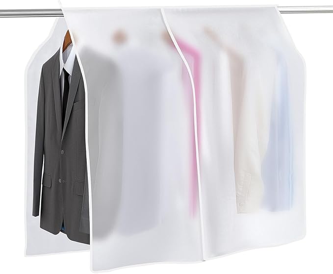 Clothing Rack Covers Hanging Clothes Dust Covers Garment Bag Organizer Storage Waterproof Hanger Protector Clear Clothes Shoulder Rack Cover Suit Coat Dress Closet Dustproof Cover, 35.43 x 43.31 in