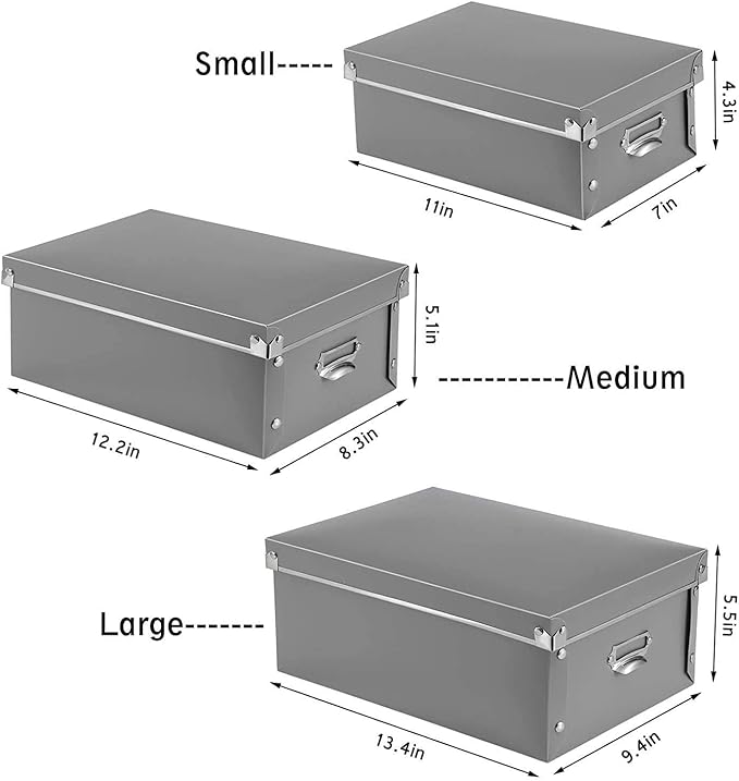 XUCHUN Foldable Plastic Storage Boxes with Lids - Decorative Organizer for Clothes, Shoes, Office & Keepsakes | Multi-Size Nesting Design, Space-Saving Memory Box