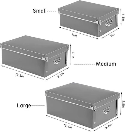 XUCHUN Foldable Plastic Storage Boxes with Lids - Decorative Organizer for Clothes, Shoes, Office & Keepsakes | Multi-Size Nesting Design, Space-Saving Memory Box