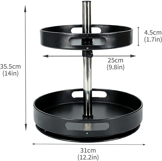 Pill Bottle Organizer,2 Tier Lazy Susan Organizer,360 Degrees Rotating Spice Rack Organizers for Cabinet,Turntable Organization and Storage for Medicine Cabinet Bottle Pantry Countertop, Black
