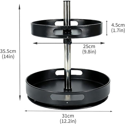 Pill Bottle Organizer,2 Tier Lazy Susan Organizer,360 Degrees Rotating Spice Rack Organizers for Cabinet,Turntable Organization and Storage for Medicine Cabinet Bottle Pantry Countertop, Black