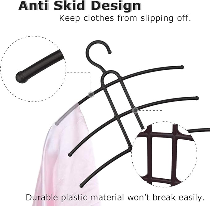 upra Shirt Hangers Space Saving Plastic 10-Pack, Durable Multi-Functional Non-Slip Clothes Hangers Closet Organizers, for Coats Jackets Pants Dress Scarf, Dorm Room/Apartment Essentials