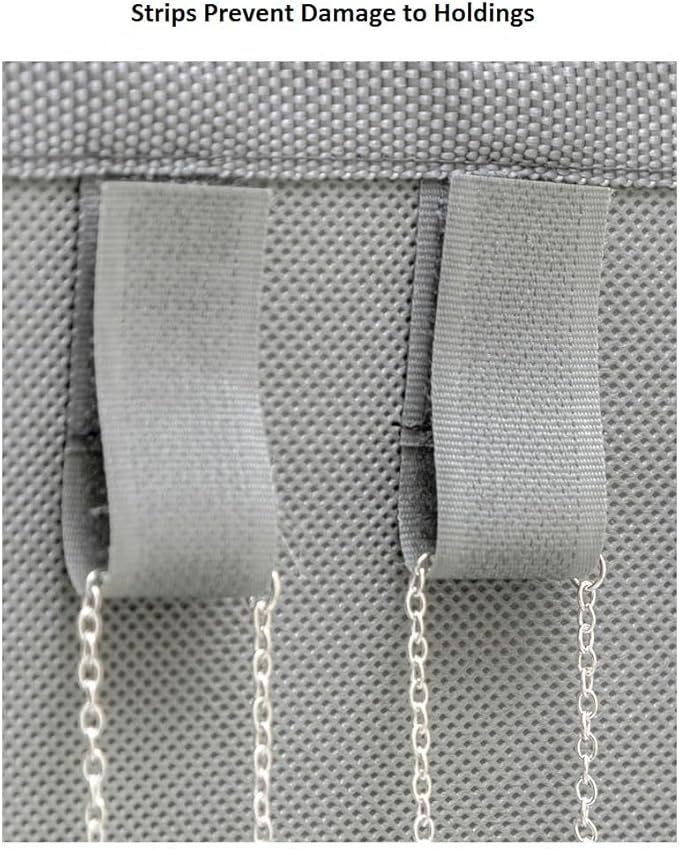Dual-sided Hanging Jewelry Organizer with 34 Hook Loops Wall Mounted Necklace Holder Jewelry Display Storage Hanger for Bracelet Chain (GREY)