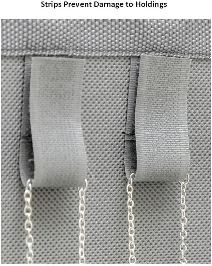 Dual-sided Hanging Jewelry Organizer with 34 Hook Loops Wall Mounted Necklace Holder Jewelry Display Storage Hanger for Bracelet Chain (GREY)