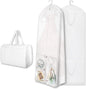 Dress Garment Bags, Long Garment Bags for Travel, 70’’ Wedding Dress Cover with Handle, Foldable Clothing Bag with Pockets and Zippers, White, 180 cm