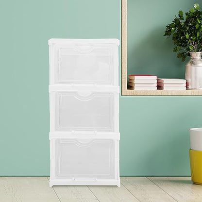 BESPORTBLE Stackable Shoe Storage Boxes with Lids Foldable Multi-layer Shoe Organizer Cabinet for Home Closet 3 Layers