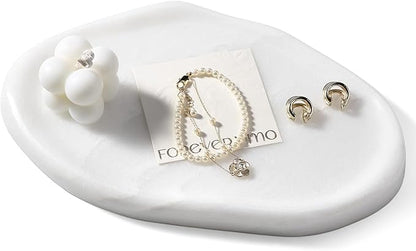 Koville Luxurious White Marble Vanity Tray, Cloud Shape Serving Stone Key Tray for Home Decor, 10" x 7" Marble Storage Trays for Bathroom, Stone Plate Holder for Perfume, Candle and Jewelry