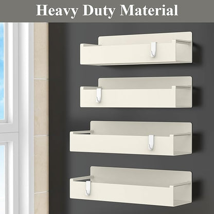 HuggieGems 4 Pack Magnetic Spice Rack Organizer for Refrigerator and Oven, Cream White Fridge Organizers and Storage for Kitchen