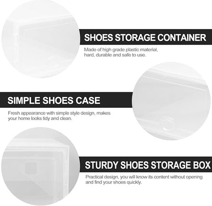 NUOBESTY Plastic Shoe Box Storage Container with Lid Drawer-style Shoe Organizer for Home Closet 33x23x14cm 6pcs