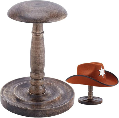 PH PandaHall Wood Hat Stand Tabletop Cap Display Wig Holder Cowboy Hat Holder Dome Shape Cap Rack Vintage Display Stand for Retail Vendors Store Baseball Caps Showcase 6.5x8.7 Inch