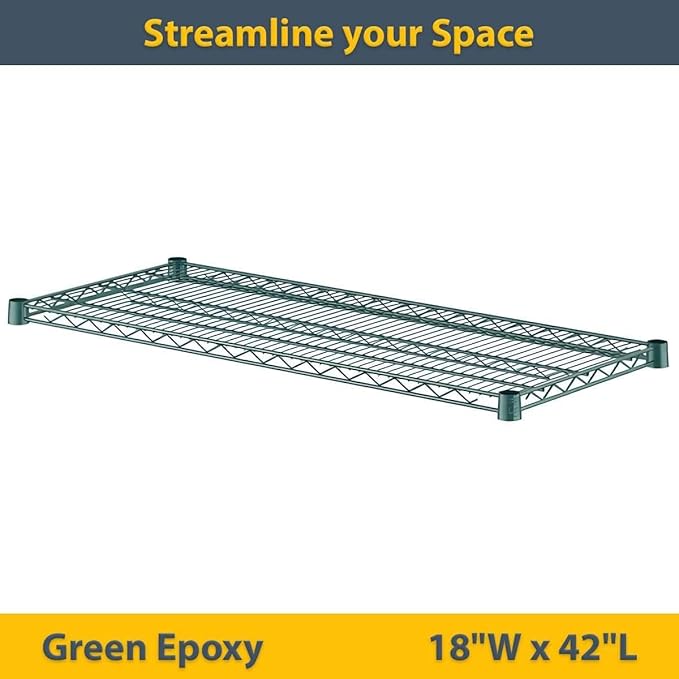 2 Pack Green Additional Wire Shelf for 18" x 42" Shelving Units, Replacement Shelves for Wire Rack