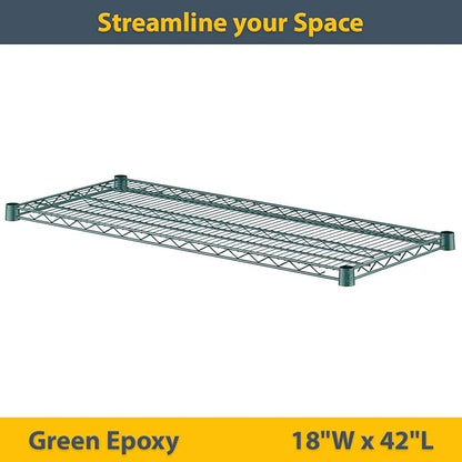 2 Pack Green Additional Wire Shelf for 18" x 42" Shelving Units, Replacement Shelves for Wire Rack