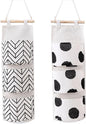 Leadigol 2pcs Wall Hanging Storage Bag, Over The Door Wall Organizer, 3 Pockets Linen Cotton Fabric