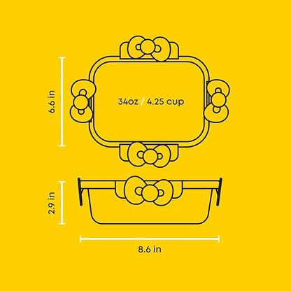JoyJolt Sanrio Hello Kitty Fluted Glass Food Storage Containers with Lids, 2x Airtight Glass Storage Containers with Lids for Kitchen, Reusable Lunch Meal Prep Container, Cute Hello Kitty Gifts