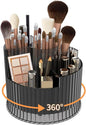 360° Rotating Makeup Brush Holder Organizer, 5 Slot Make up Brushes Cup for Cosmetics, Nail Polish, Art Supply, Skincare, Perfume, Bathroom Vanity Desktop Organizer - Clear gray