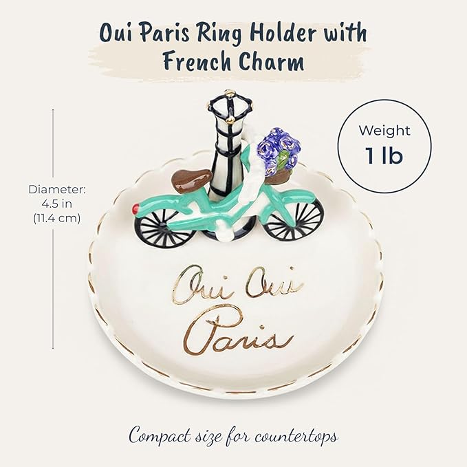 Blue Sky Ceramic Oui Paris Ring Holder, Multicolor (17436)