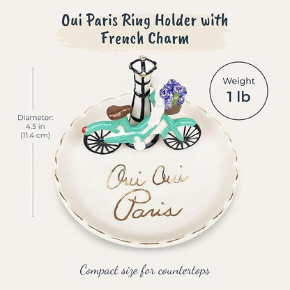 Blue Sky Ceramic Oui Paris Ring Holder, Multicolor (17436)