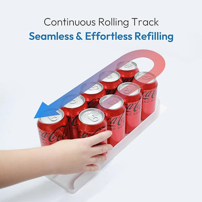 Can Dispenser 2-Pack, Smart FIFO Rolling Can Organizer for Refrigerator, Front Load Soda & Beer Drink Holder, Space-Saving Fridge Organizer, Durable ABS + PET, Made in Korea
