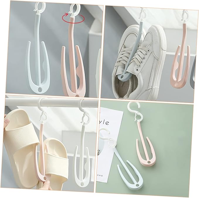 Happyyami 10pcs Portable Shoe Drying Rack Adjustable Plastic Hangers for Home Use Shoe Organizer for Sneaker and Laundry Drying Easy Access Hook Storage