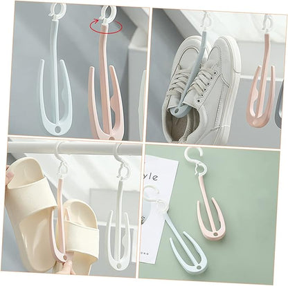 Happyyami 10pcs Portable Shoe Drying Rack Adjustable Plastic Hangers for Home Use Shoe Organizer for Sneaker and Laundry Drying Easy Access Hook Storage
