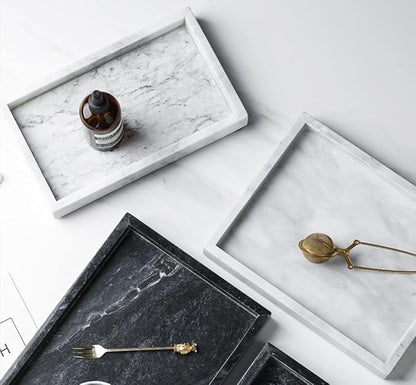 12 x 8 inch Real Natural Marble Vanity Tray, Genuine Marble Storage Tray for Cosmetics/Jewelry, Non-Resin/Non-Ceramic, Dresser Organizer Tray, Bathroom Tray, Home Decor, Kitchen, Coffee Table