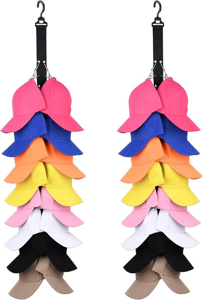 Closet Hanging Cap Organizer 16 Baseball Cap Rack Closet Hook Cap Holder Hat Storage Organizer Keep Hats Cleaner Than a Hat Rack - 2 Pack