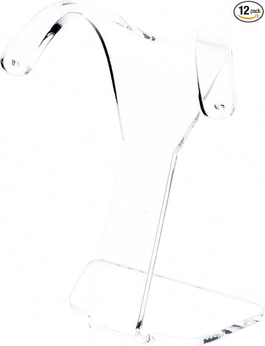 Plymor Clear Acrylic Divided Pair Hanging Earring Display Stand, 3.125" W x 1.75" D x 4" H (12 Pack)