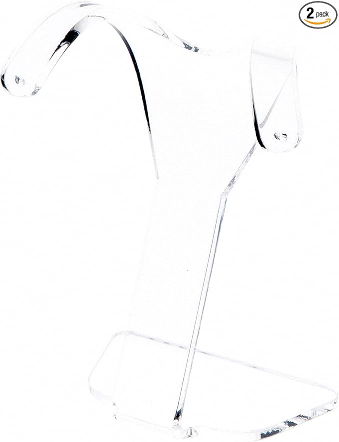 Plymor Clear Acrylic Divided Pair Hanging Earring Display Stand, 3.125" W x 1.75" D x 4" H (2 Pack)