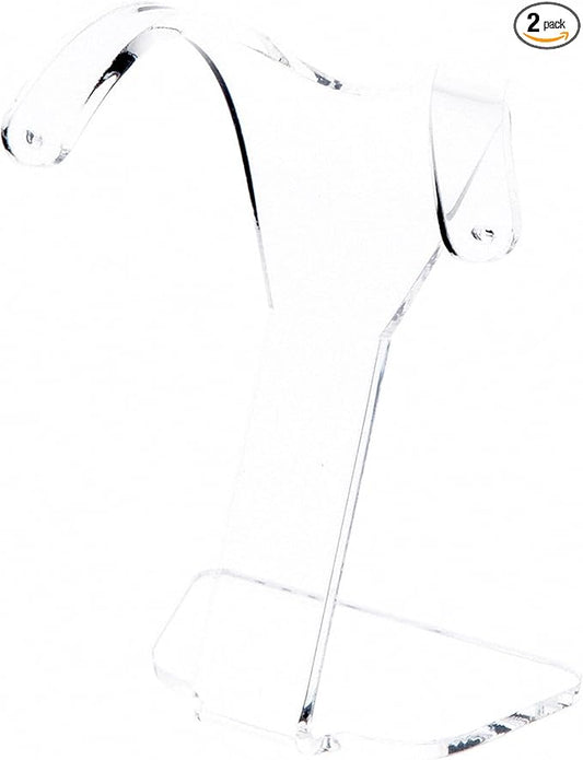 Plymor Clear Acrylic Divided Pair Hanging Earring Display Stand, 3.125" W x 1.75" D x 4" H (2 Pack)